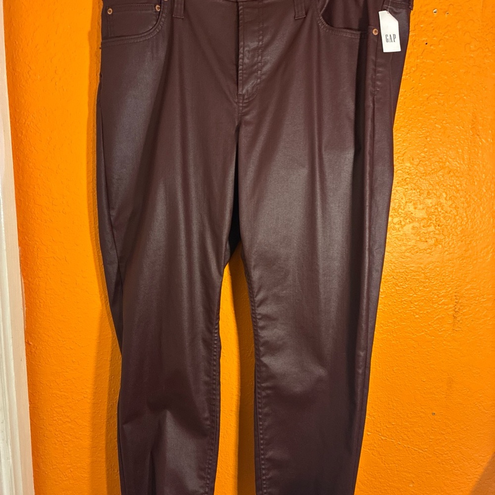 GAP Deep Burgundy Faux Leather Trousers